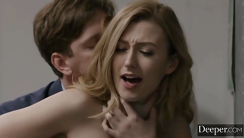 Cute blonde gets anal fucked by a huge cock