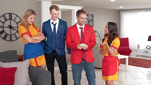 Mature woman takes a facial