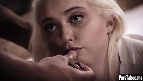 Blonde teeny takes on camera